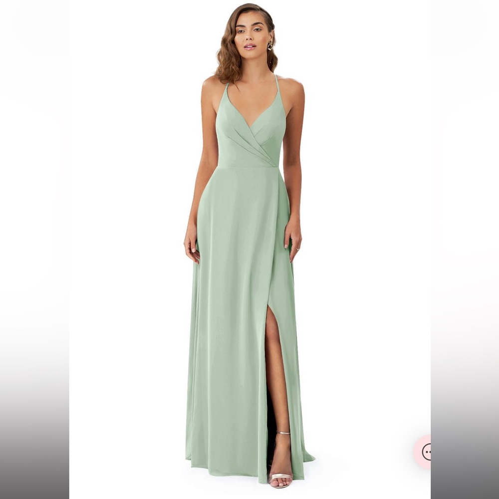 AZAZIE DAVIS A6 Agave 
A-Line V-Neck Chiffon Floor-Length Dress